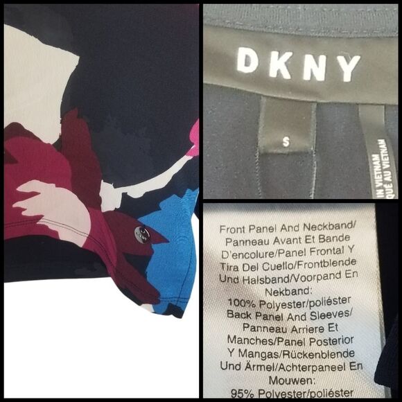 🌻Dkny floral Print Colorblocked Top size small - Picture 5 of 6